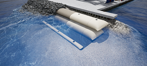 Recuperación de terrenos y protección de riberas con SoilTain Tubes en el campo de los geotextiles y la ingeniería hidráulica Manguera geotextil de protección costera SoilTain con estera de protección contra la socavación y piedras de blindaje para la recuperación de terrenos y la protección de orillas