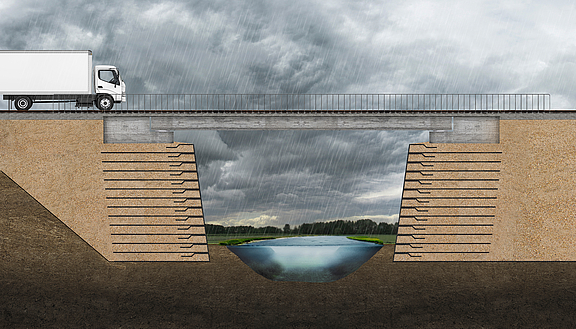 Estribos de puente de estructuras de tierra reforzadas con geomallas Estructuras de tierra reforzadas con geomallas para estribos de puentes