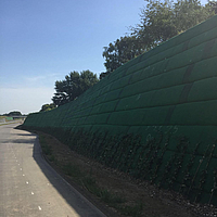 Estructura de soporte geotextil en una carretera con la geomalla Fortrac T de HUESKER ecoLine