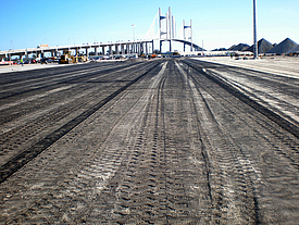 Construcción de una carretera de geosintéticos para la estabilización de la capa de base de la red de carreteras de Jacksonville